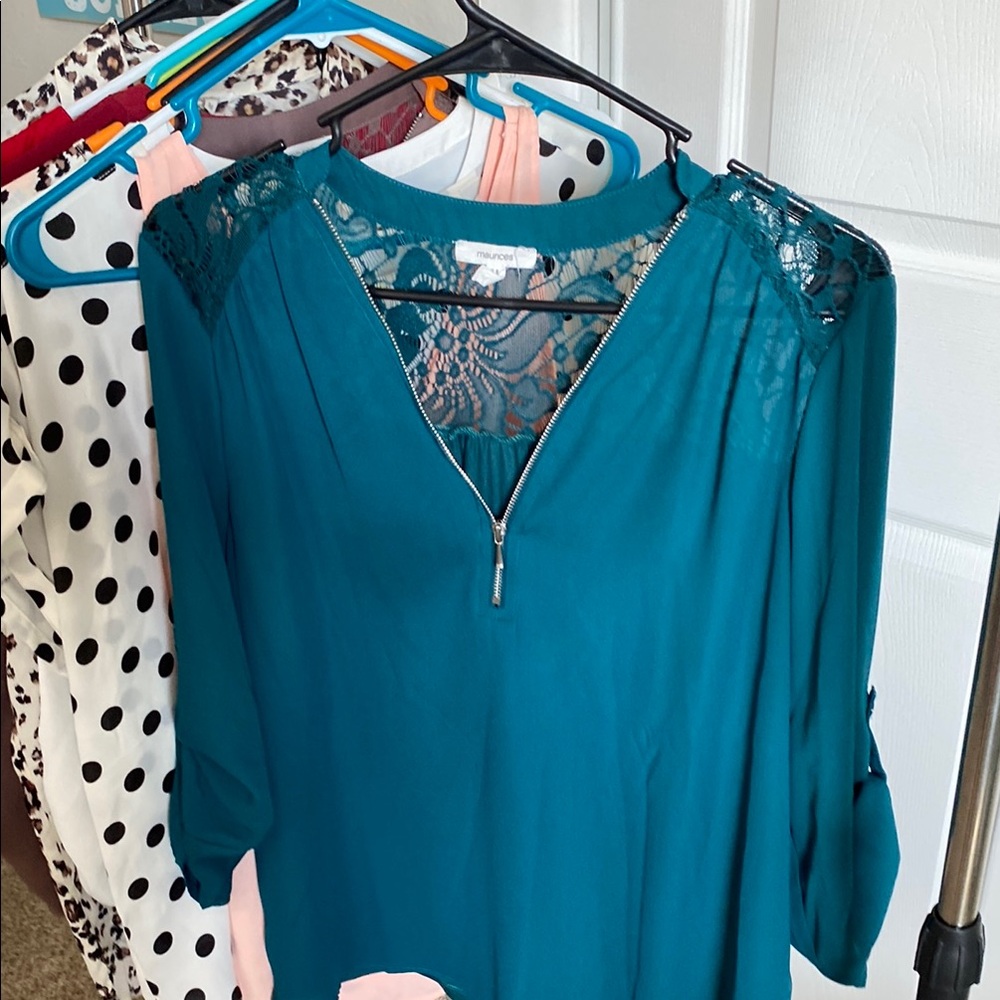 Maurices Blue 3/4 Sleeve Blouse